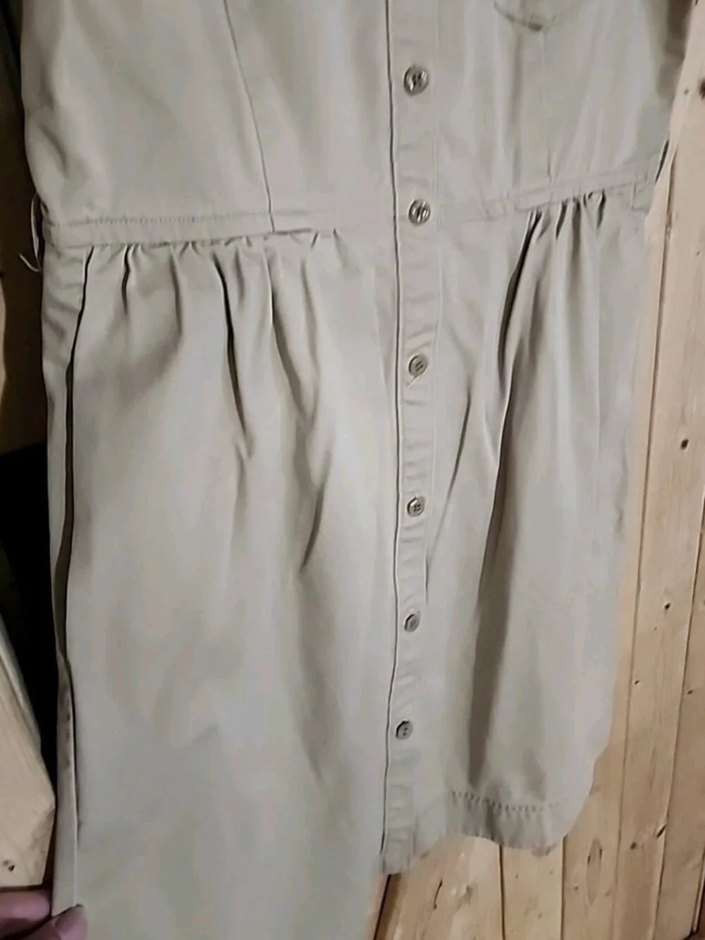 J Crew Denim Shirt Womens 12 Khaki Button‎ Canvas Pockets Capsule Safari Casual